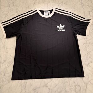 Adidas Black and White Women's Jersey Ringer top